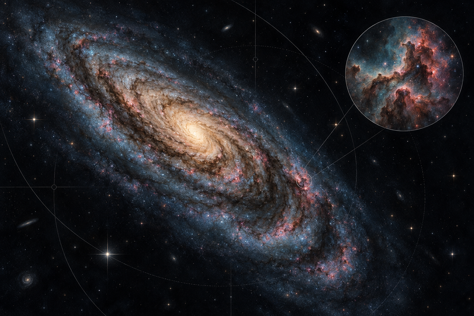 Scientific visualization of a spiral galaxy and stellar nursery
